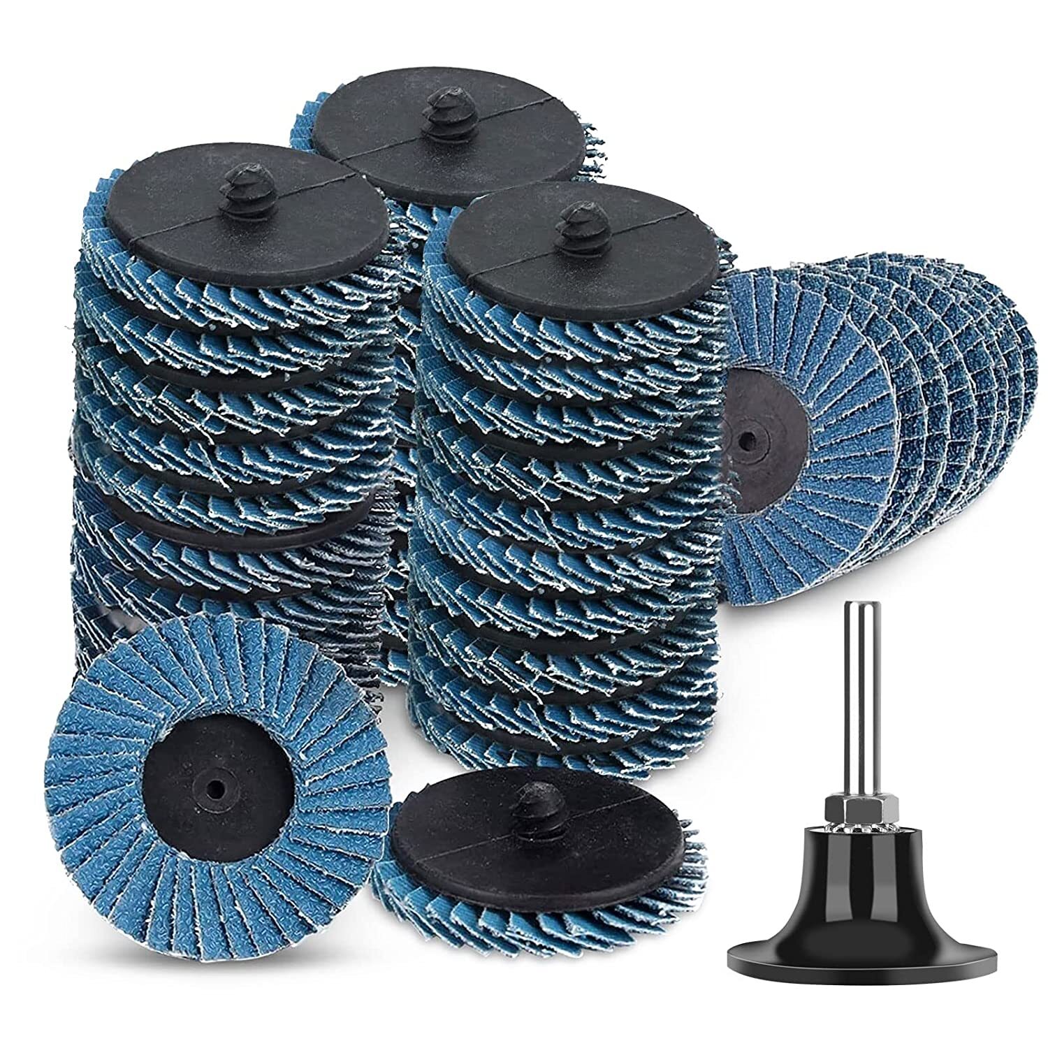 20pcs 2inch Flat Flap Disc Roll Lock Sanding Grinding Wheels 40 60 80 120 Grit gallery