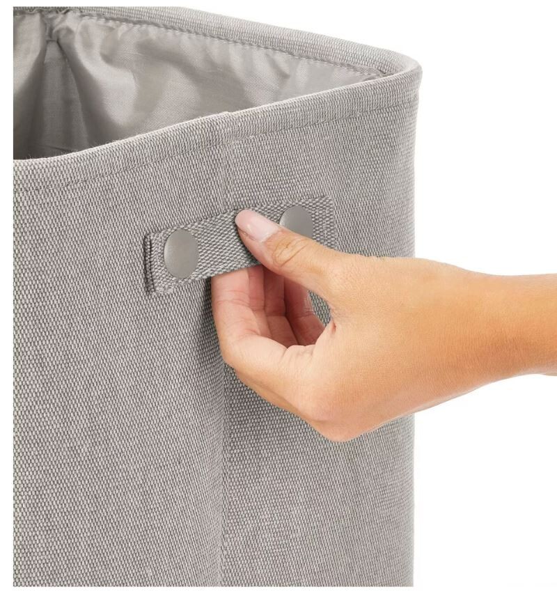 mDesign Cotton Fabric Storage Organizer Bin Basket Bathroom Tote box light grey gallery