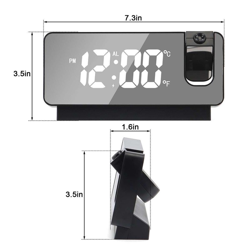 180° LED Digital Projector Rotatable Projection Snooze Dual Alarm Clock USB 24H gallery