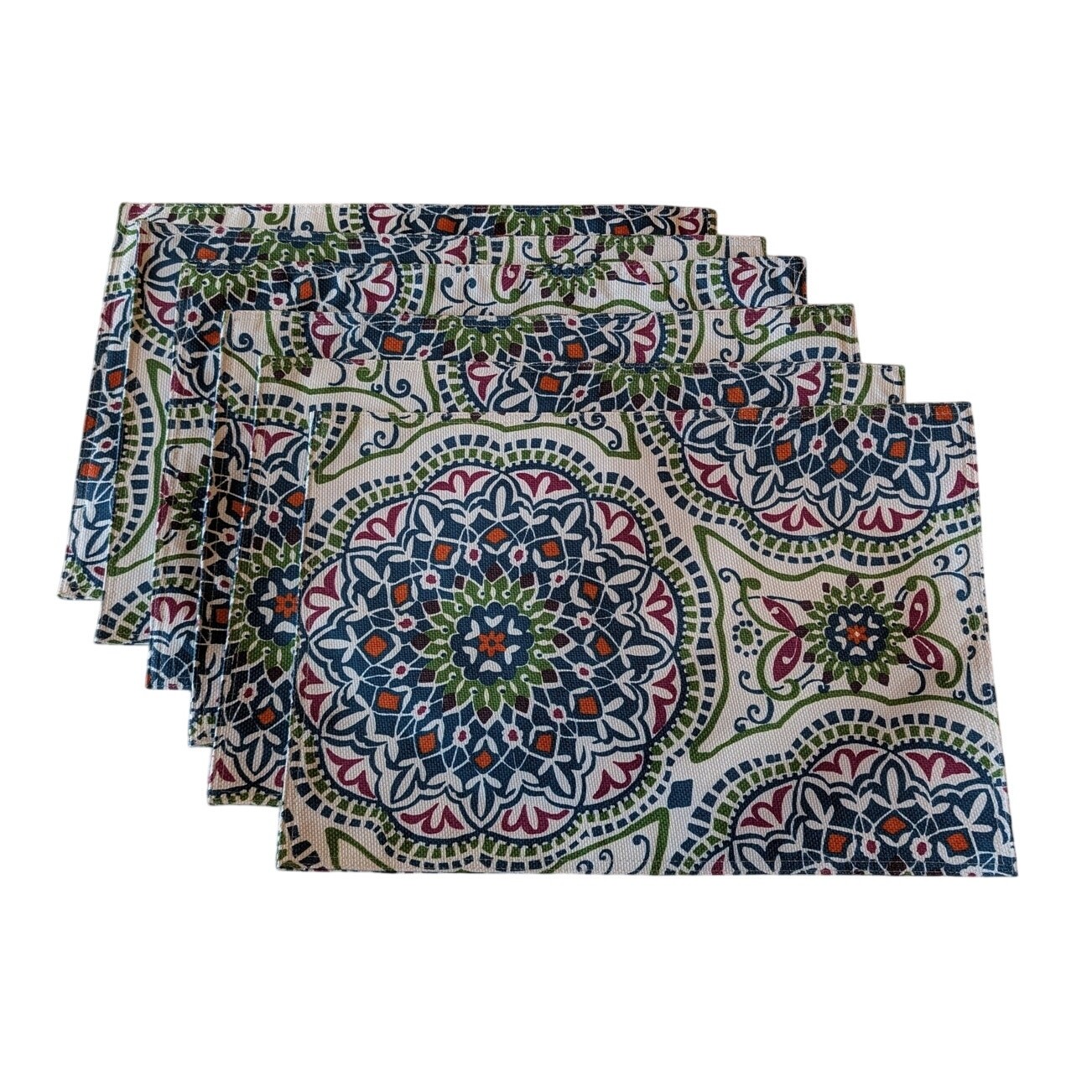 Colorful Mandala Pattern Placemats set of 6 Reversible 18 5/8" x 12 5/8" gallery