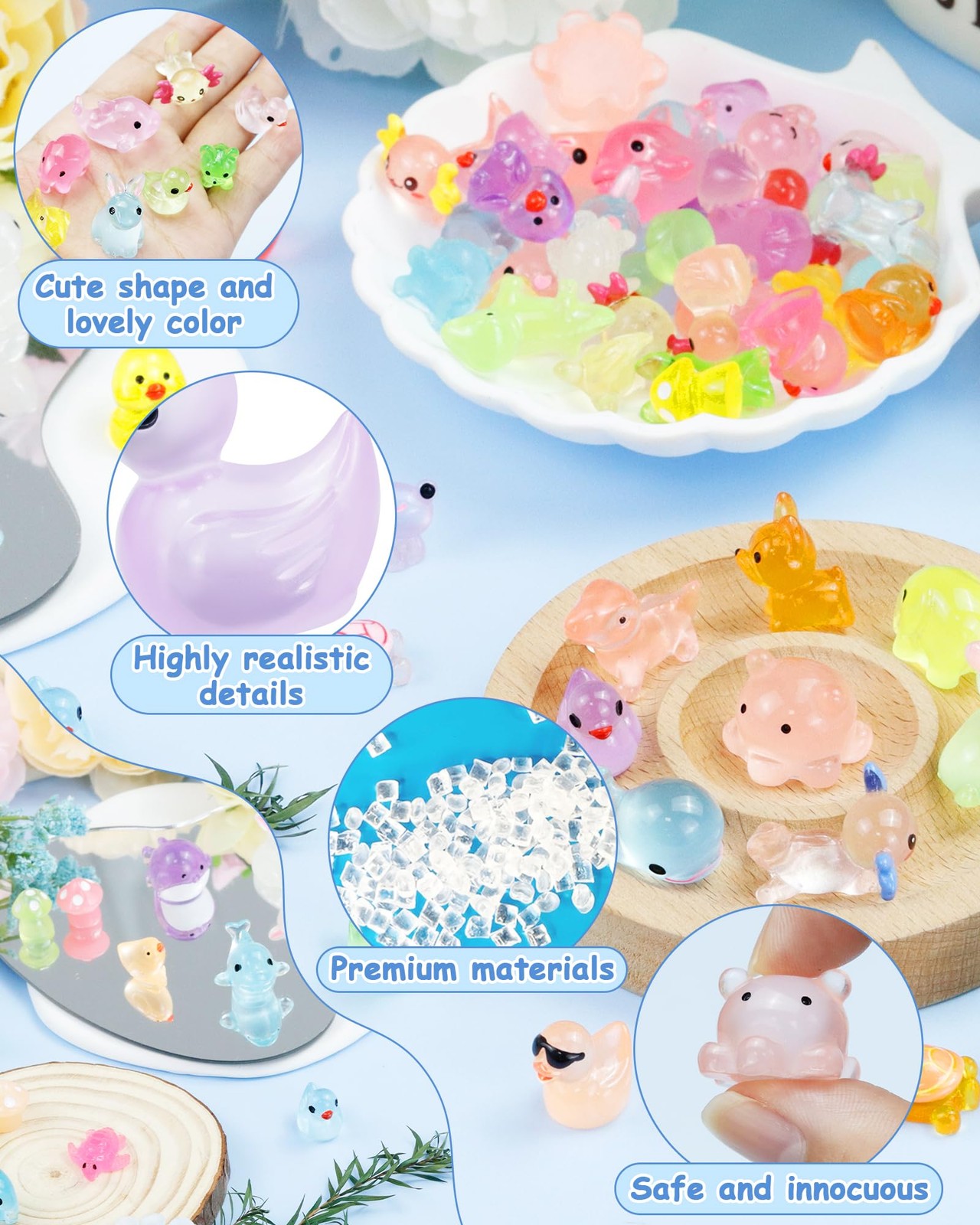 100PCS Luminous mini Resin Animals Bulk 20 Styles Glow in The Dark Plastic T... gallery