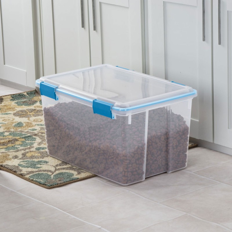Sterilite 54 Quart Gasket Box, Stackable Storage Bin with Latching Lid, 4 Pack gallery