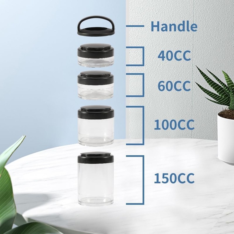 Portable Travel Stackable Snack Containers, 4 Jar - 40cc,60cc,100cc,150cc Scale gallery