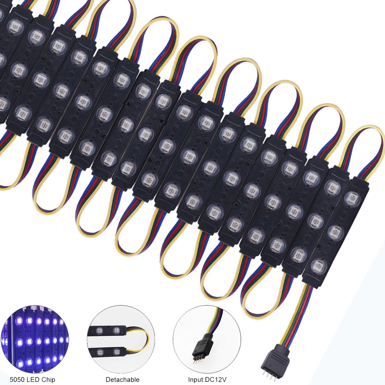 10ft-100ft RGB SMD 5050 3 LED Injection Module Light Strip w/Interface 12V Lamp gallery