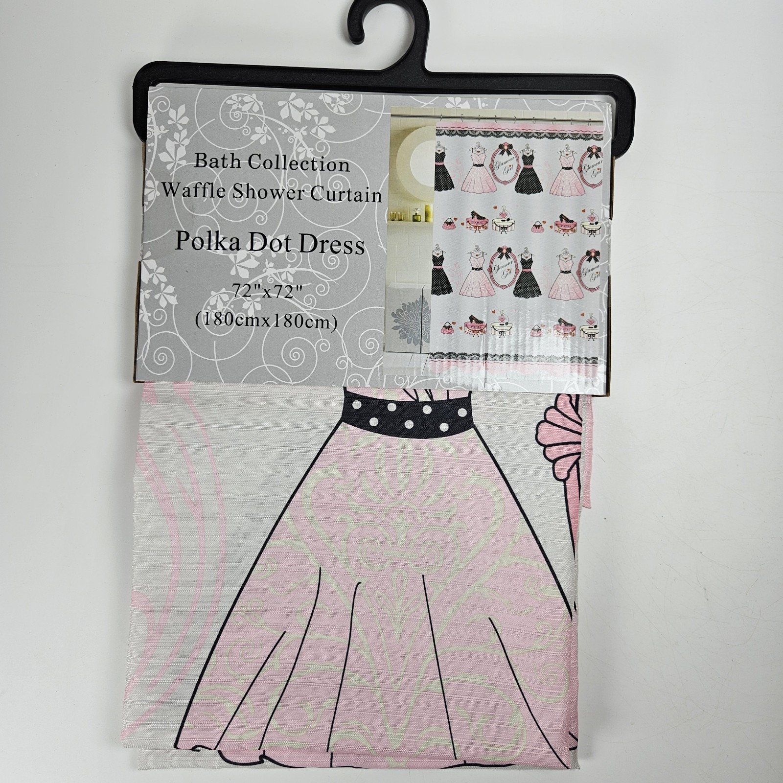 Bath Collection Waffle Shower Curtain Polka Dot Dress Princess 72"x72" Glamor gallery
