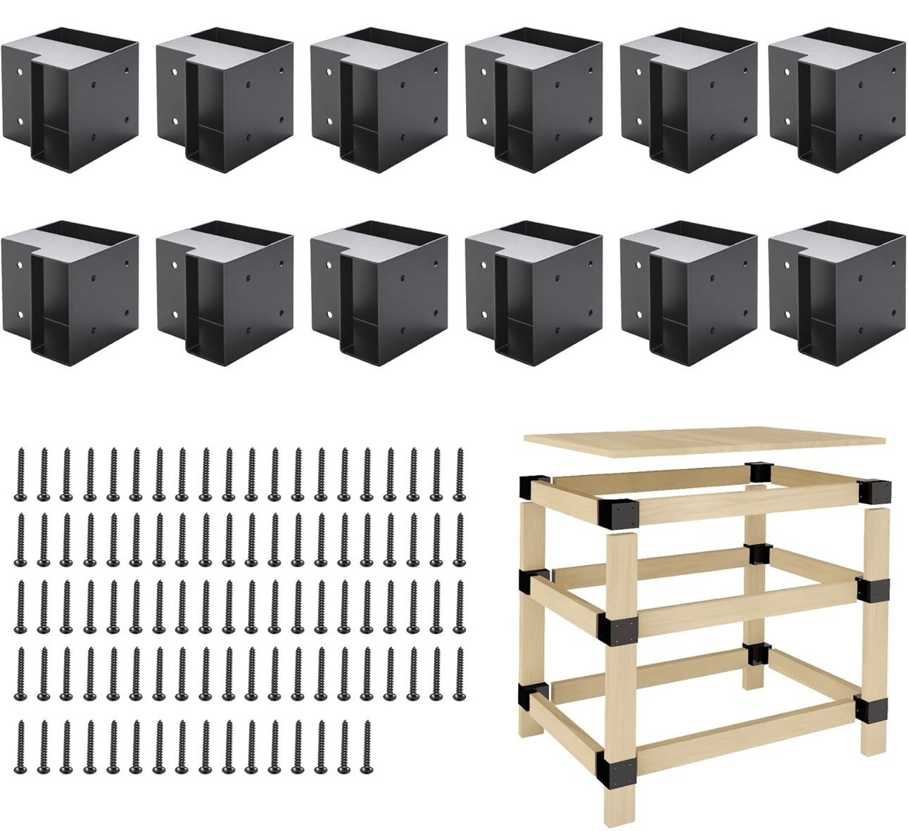 Heavy Duty Workbench Brackets Kit, 12 PCS 3-Way Right Angle Corner Braces for... gallery