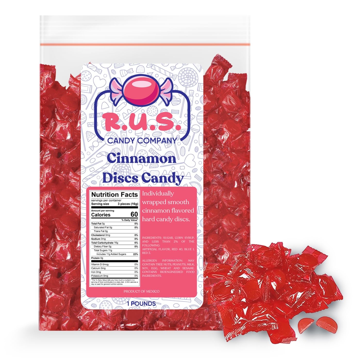 Cinnamon Discs Hard Candy Individually Wrapped - 1 Pound Bag Hot 1 gallery