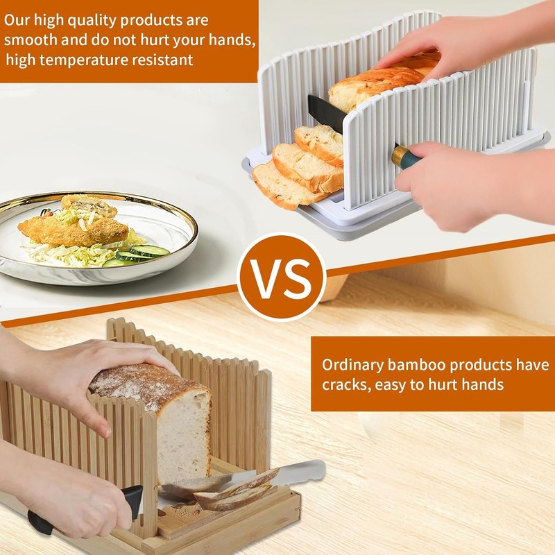 Professional Bread Slicer with Adjustable Guide, Foldable Cutter for Homemade Lo gallery