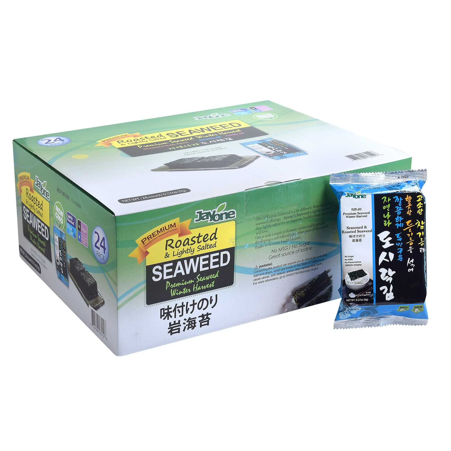 Jayone Roasted & Lightly Salted Seaweed (0.17 oz. bags, 24 ct.) FREE SHIPPING gallery