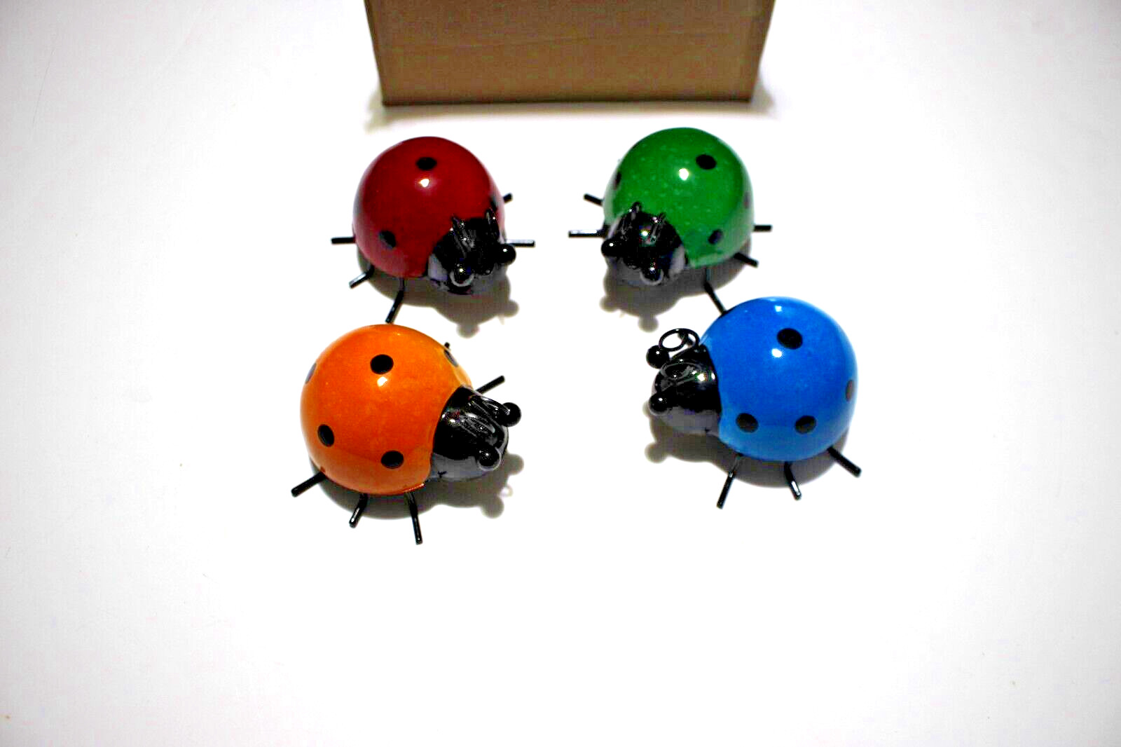 4 PIECES LADY BUG WALL HANGING DECORATIONS METAL RED GREEN BLUE YELLOW gallery
