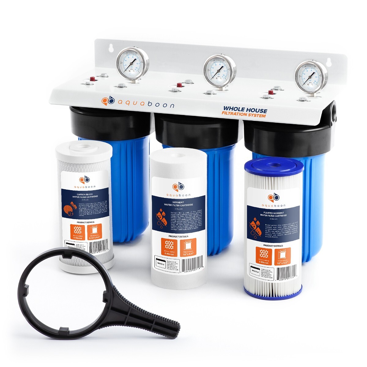 3-Stage Big Blue 10" Whole House System 1" Port+Carbon,Sediment,Pleated Filters gallery