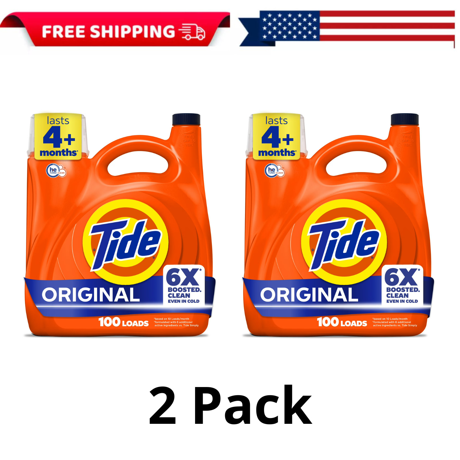 (2 Pack) Tide Original HE Laundry Detergent 100 Loads 125 -fl oz gallery