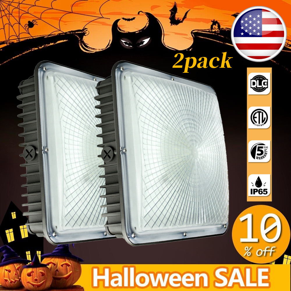 110-130V,2Pack 70W LED Canopy Light Fixture White Track Lighting Waterproof IP65 gallery