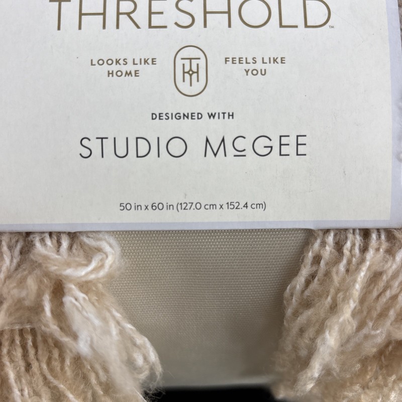 Threshold Studio McGee Target Woven Boucle Throw Blanket Cream Beige 50” X 60” gallery