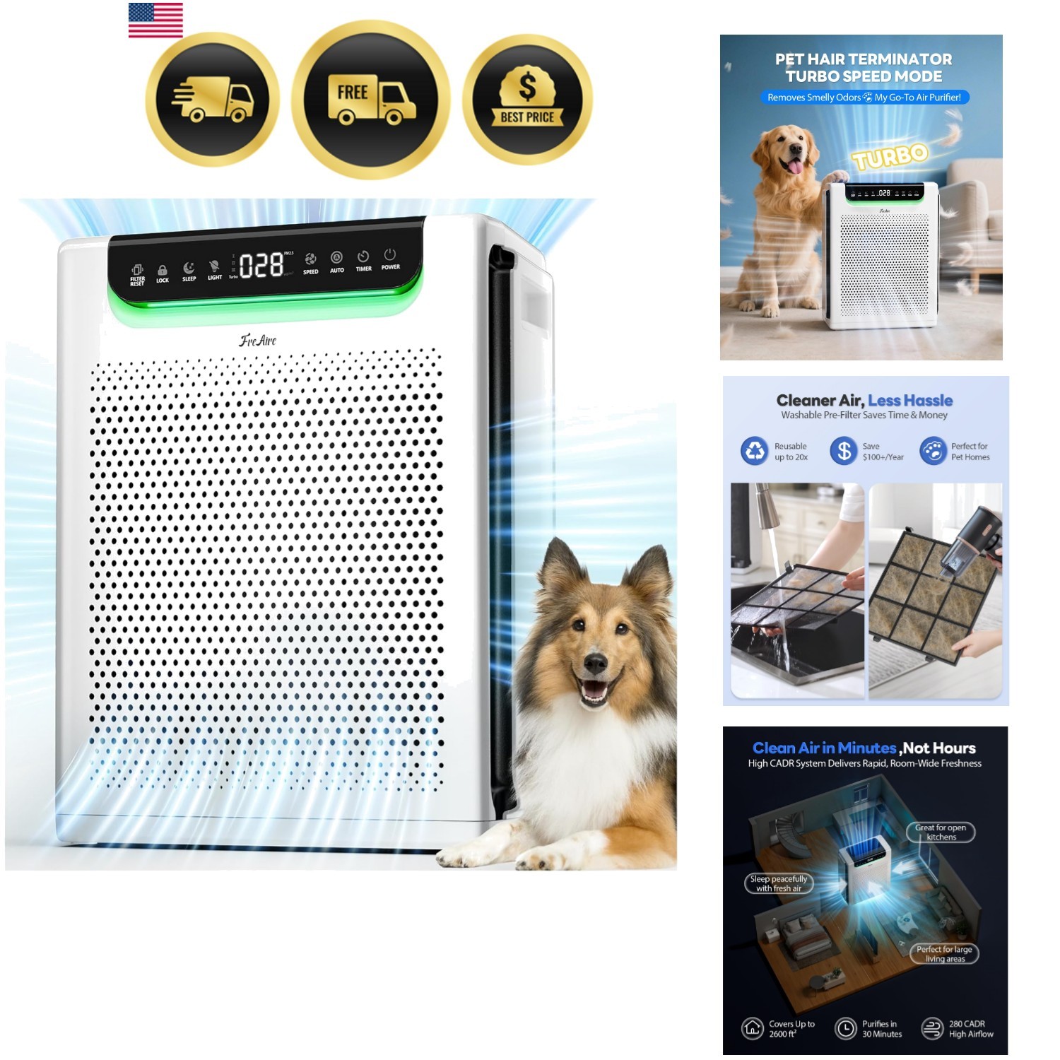 Air Purifier for Large Room HEPA Filter Odors Smoke Pets 2600 ft² Quiet gallery