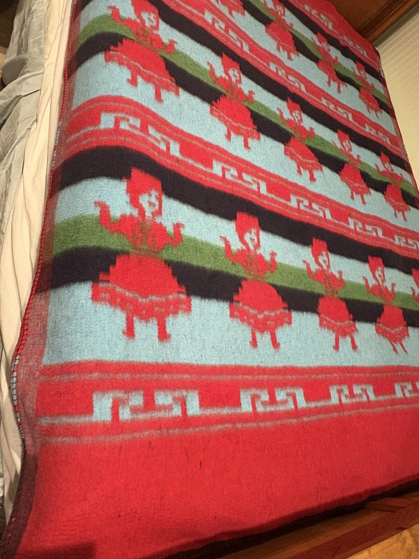 Profitex Alpaca Wool Blend Blanket Throw 62x83 Peru Dancer Motif Reversible rare gallery