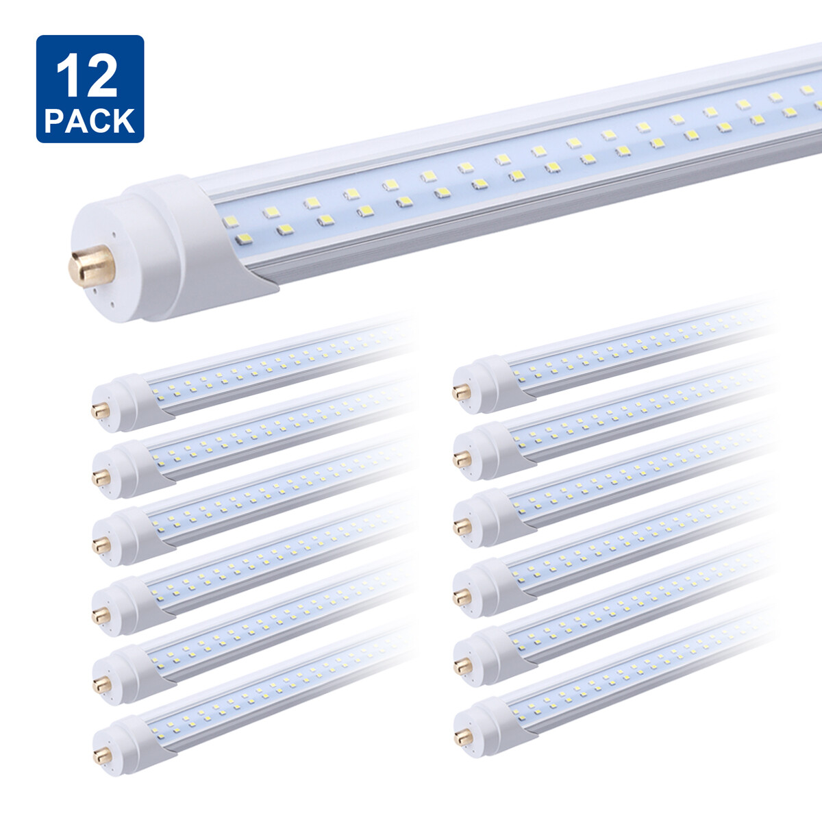12Pack 8FT LED Tube Light Bulbs 6000K Single Pin FA8 7800LM Shop Lights 8Feet gallery