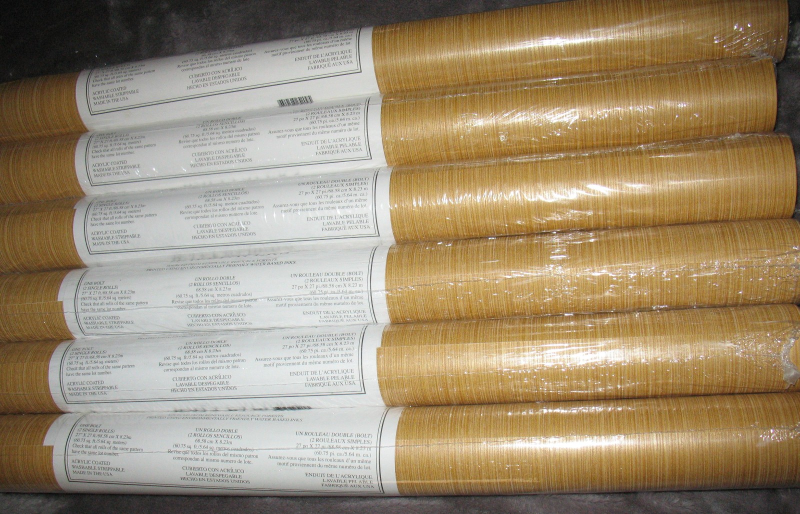 Designer Wallpapers Strie Wallpaper Multi Color Brown/Gold NW20015 27" x 27' gallery
