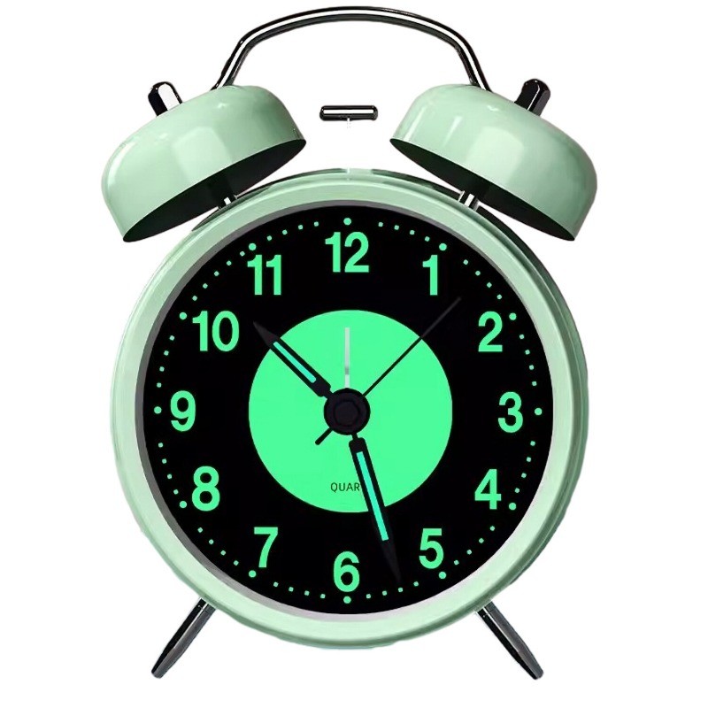 Retro Twin Bell Alarm Clock Quartz Silent Luminous Dial Nightlight Analog Clock gallery