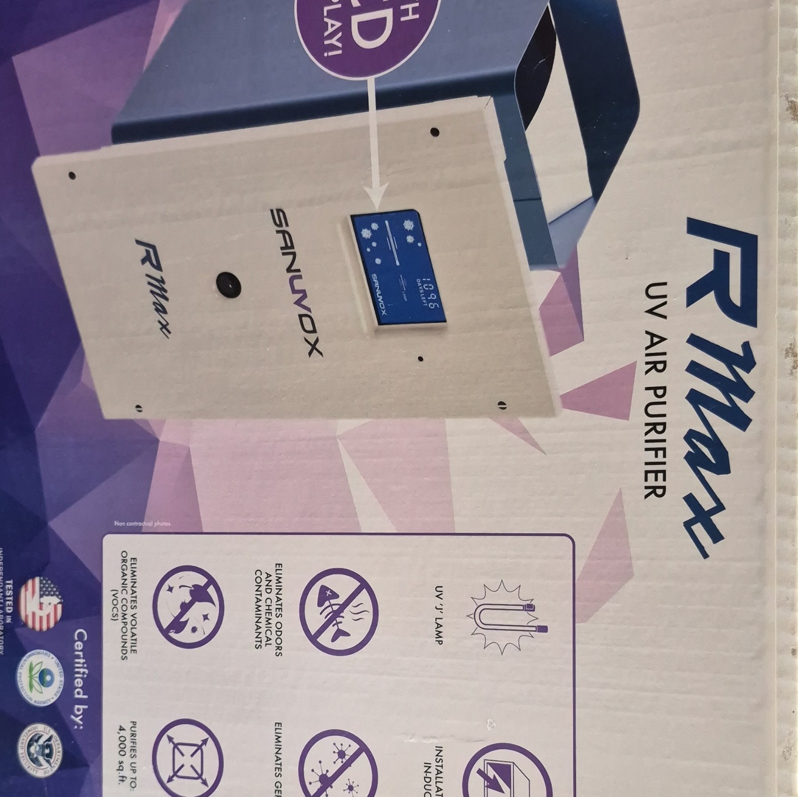 Sanuvox R Max UV Light Air Purifier Wall Mountable White 120V 50W gallery