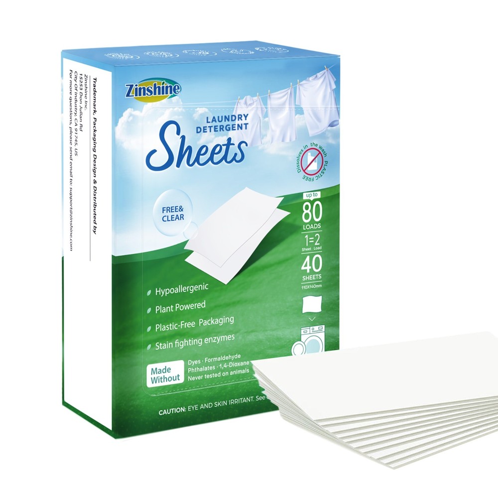 Laundry Detergent Sheets Travel Friendly HE Washer Compact 80 Loads