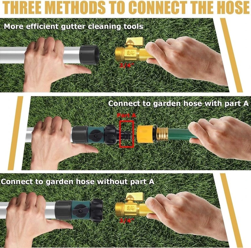 24FT Reach Gutter Cleaning Tools from The Ground, Telescopic Rain Gutter Cleaner gallery