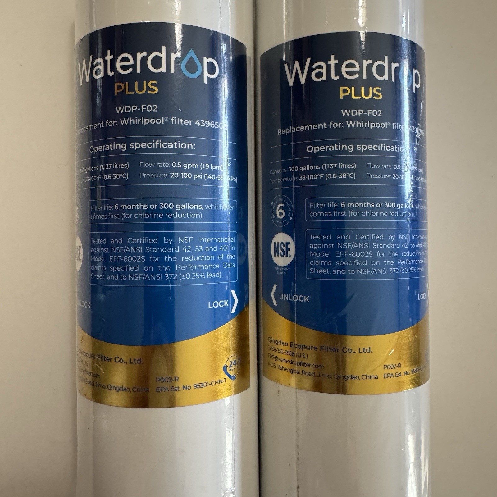 Waterdrop Plus WDP-F25 Water Filter Replacement 300 Gallons 2 Pack New E45 gallery