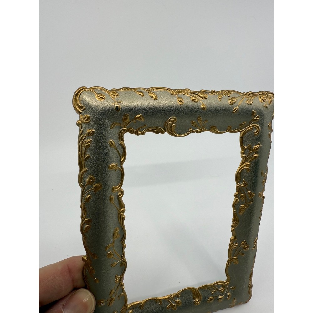 Ornate Scroll Vine Photo Frame Silvertone Metallic 3"x4.5" no back or glass