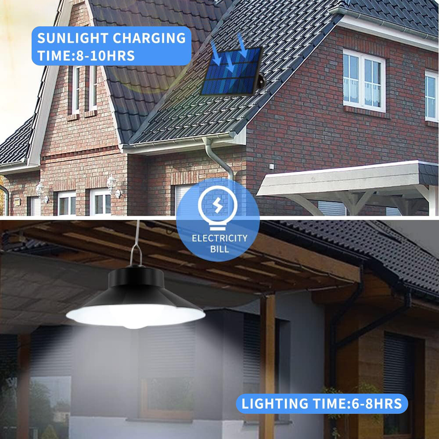 CLAONER Solar Pendant Lights Outdoor Indoor Dusk to Dawn Solar Powered Shed Lamp gallery
