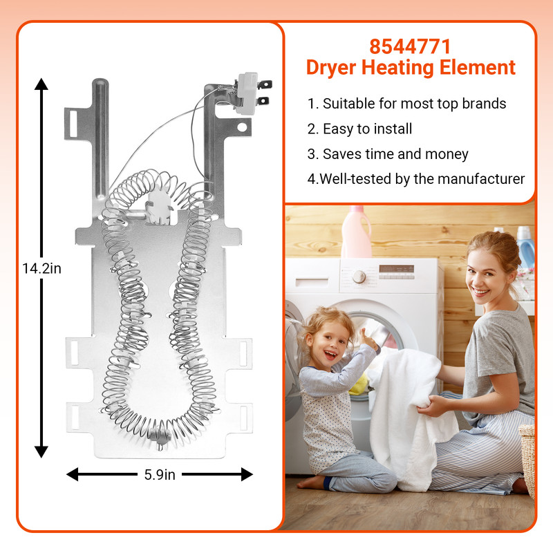 2 Pack 8544771 Dryer Heater Heating Element Fits For Whirlpool Kenmore WP8544771 gallery