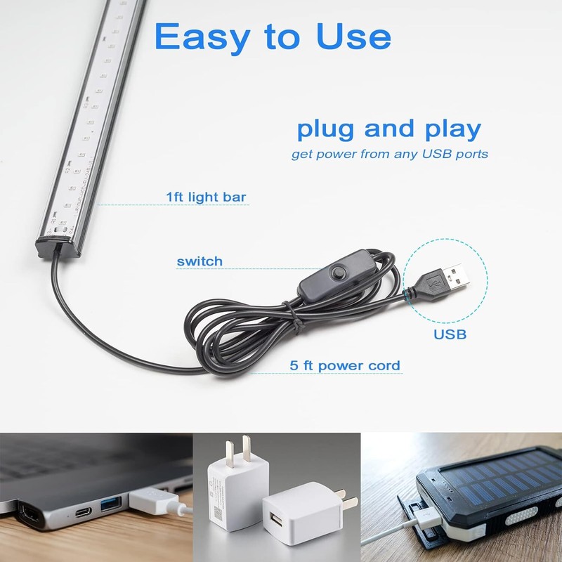 USB Black Light Bar 10W 1Ft Upgraded UV LED Blacklight Strip Lights Small Blac gallery
