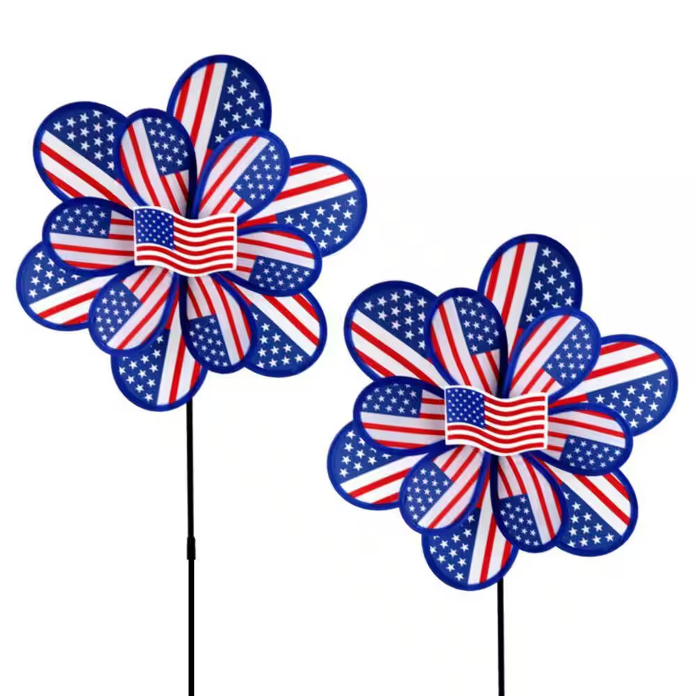 40 In. H USA Flag Nylon Wind Yard Pinwheelwind Spinner (2-Pack) gallery