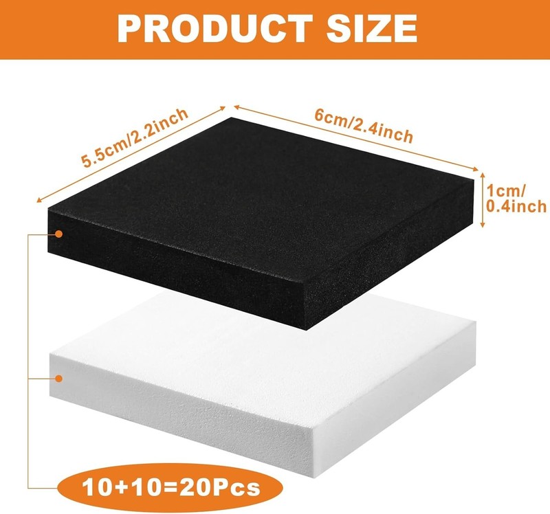 Square EVA Headboard Bumpers - Squeak Resistant Wall Protectors in Black & White gallery