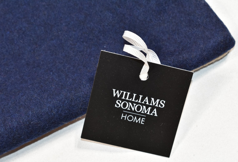 Williams Sonoma Reversible Double Solid Cashmere Pillow Cover Navy Sand 22" NEW gallery
