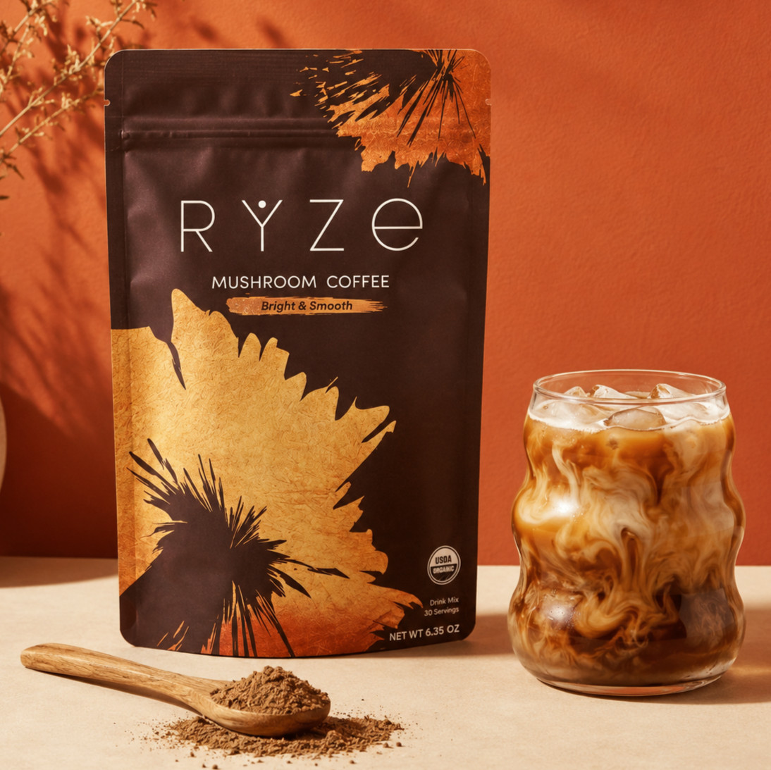 Authentic RYZE MUSHROOM Coffee Bright & Smooth Gut Health Supplement 30 Servings gallery