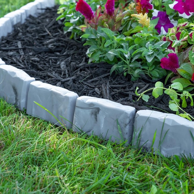 EasyFlex No-Dig Landscape Edging W Anchor Spikes 2.7" Tall 15 Ft Long SLATE GREY gallery
