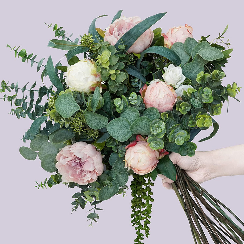 Mixed Eucalyptus Leaves Stems Bulk Artificial Eucalyptus Leaves Sprays Faux Oval gallery