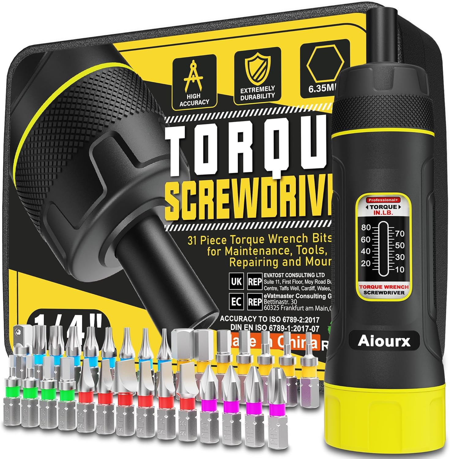 Torque Screwdriver Set, 10-80 Inch Pounds Lbs, 31 Piece 1/4" Drive Torque Screwd gallery