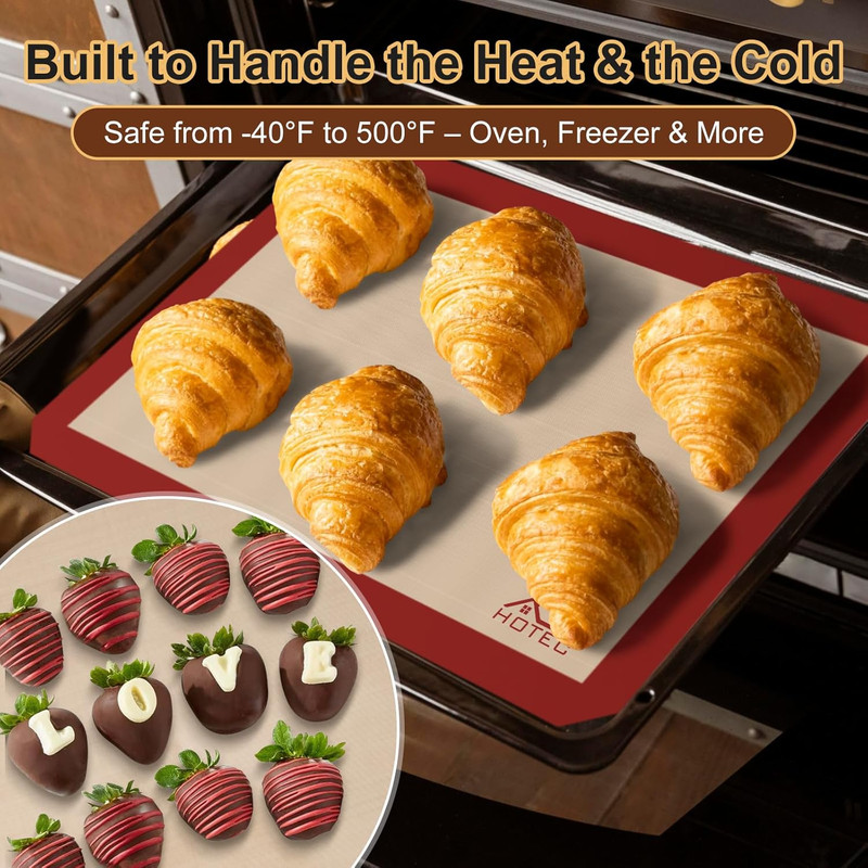 Silicone Baking Mats 3 Pack – Non-Stick Reusable Silicone Baking Sheets for Oven gallery