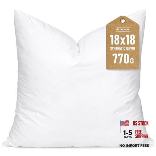 Synthetic Down Pillow Insert, 18x18 Down 18x18 Inch (Pack of 1) White gallery