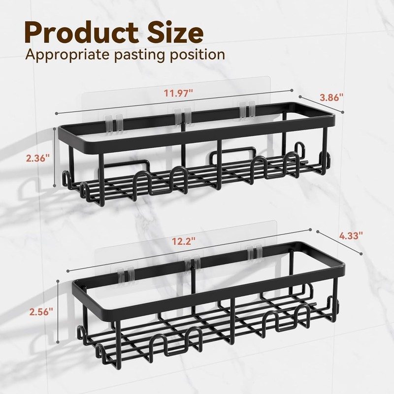 Versatile Adhesive Shower Organizer Caddies - Rustproof, Easy Install (2 Pack) gallery