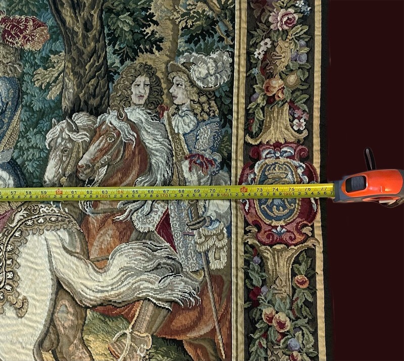 Large Vintage Needlework Wall Hanging Tapestry 52in × 77in. ‘Battle Of Bruges’ gallery