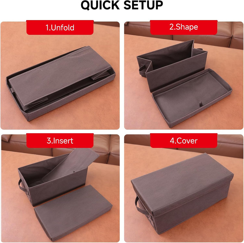DVD Storage Box 2 Pack – Brown Sturdy Media Organizer with Lids, Stackable Stora gallery