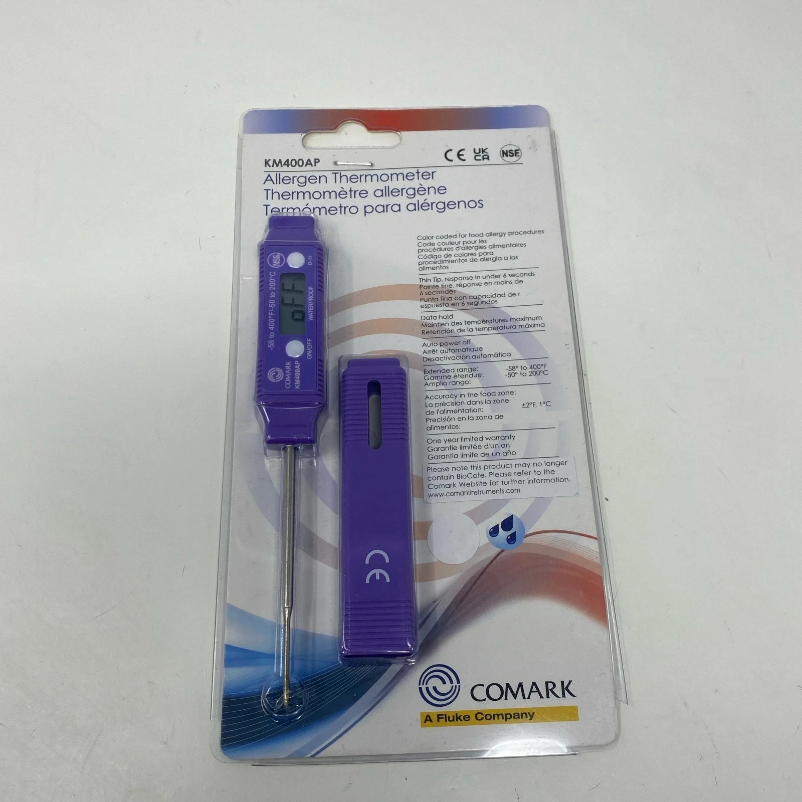 Comark KM400AP Purple Allergen Digital Pocket Thermometer, 5" Stem gallery