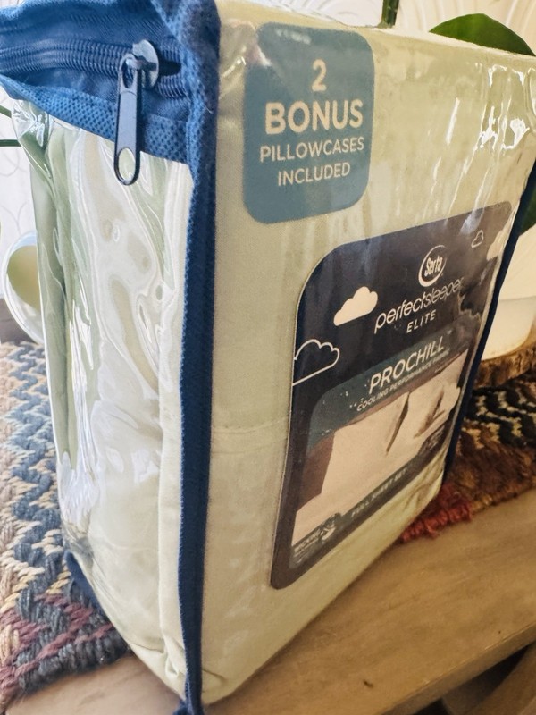 6 Pc FULL Serta Perfect Sleeper Elite Prochill Cooling Fabric Sheet Set Sage NEW gallery