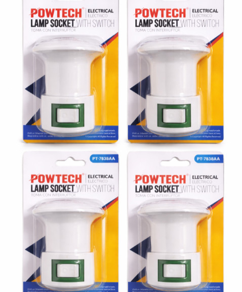 4 Pack POWTECH Plug-In Lamp Socket with Switch Light Bulb Holder Adapter ON/Off gallery