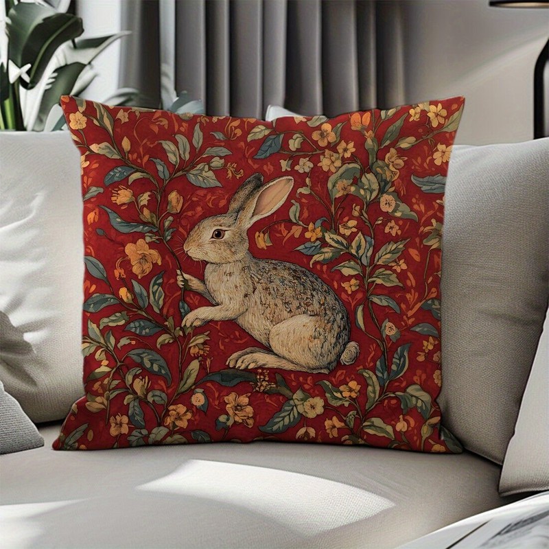 1 Piece Vintage Red Rabbit Easter Pillow Cover Holiday Sofa Decoration gallery