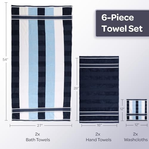 Lavish Home 6 Piece Bathroom Towels Set - 525 GSM 100% Cotton Assorted Colors gallery