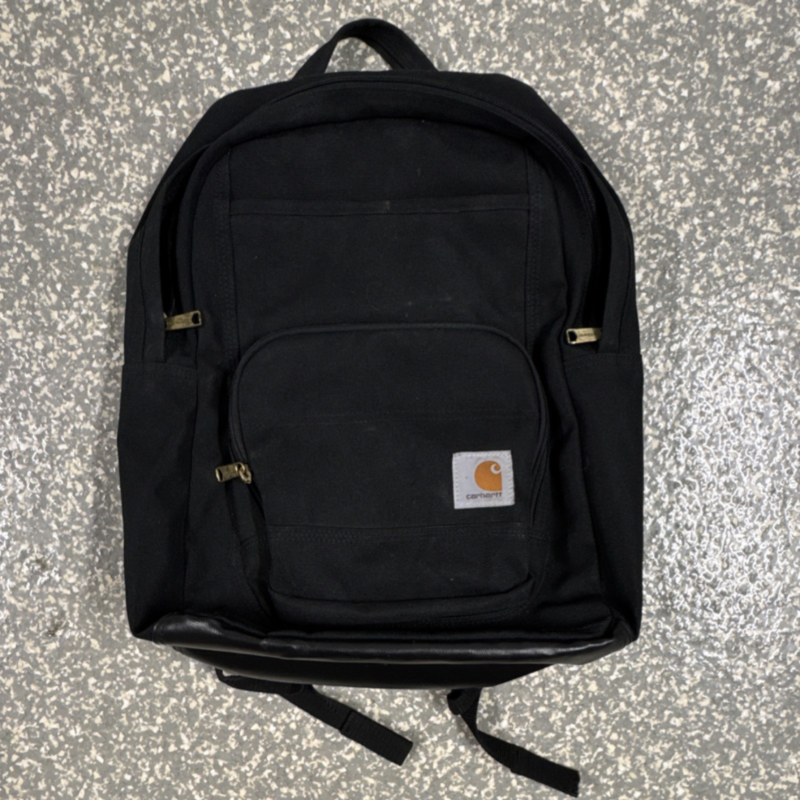 Carhartt Black Hiking Work Backpack Padded Adjustable Straps Zipper Pockets