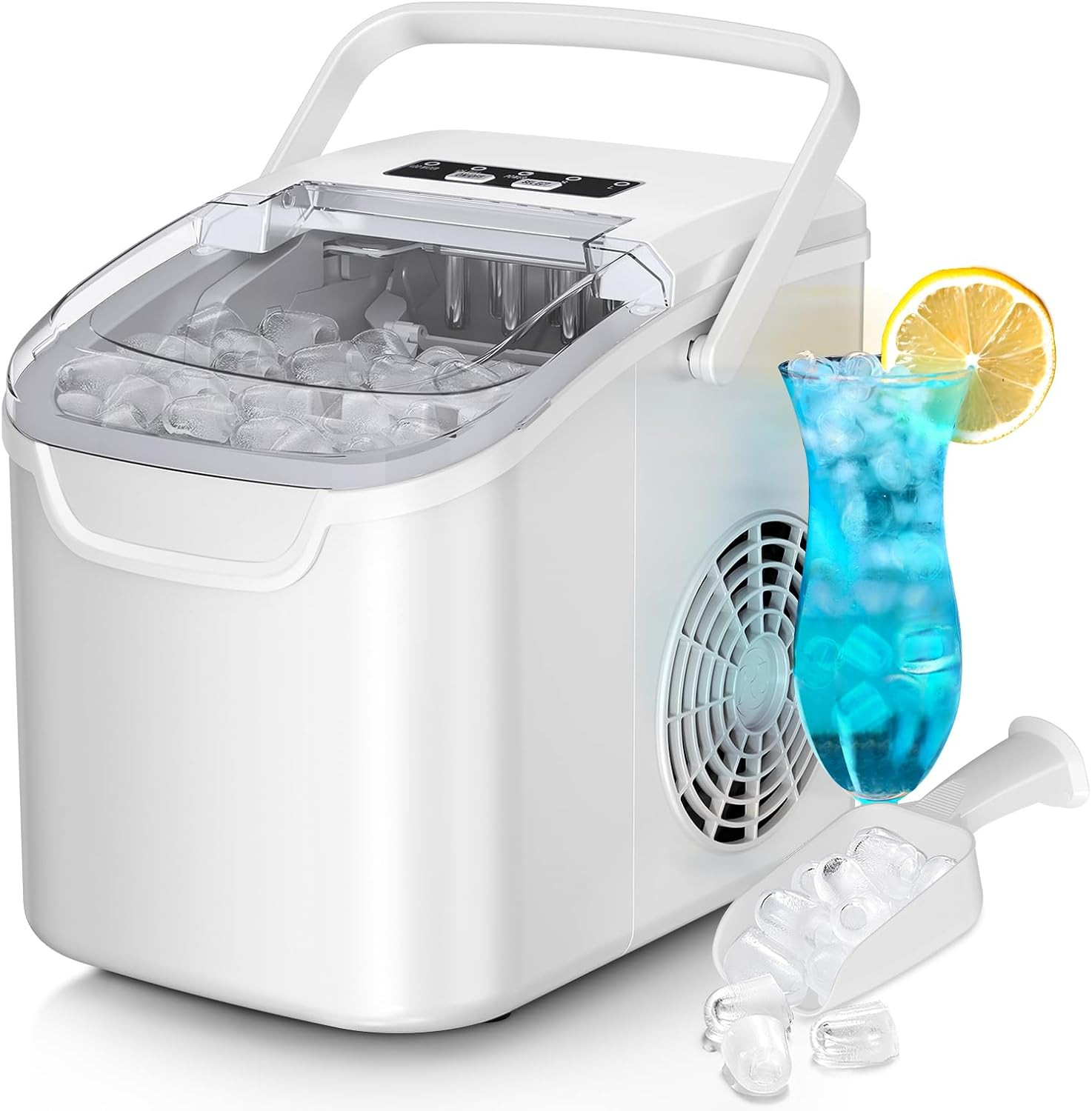Countertop Ice Maker Machine, 8 Ice Cubes in 6 Mins, 26Lb/Day Ice with 2 Sizes- gallery
